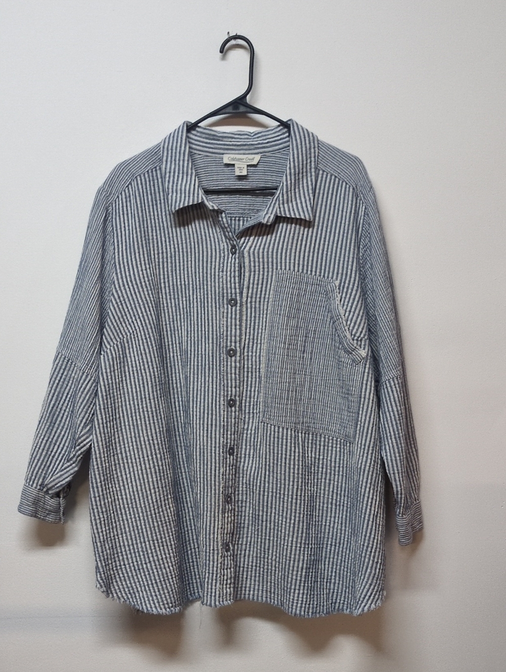 Coldwater Creek Blue White Stripe Button Up Shirt, Size 2X